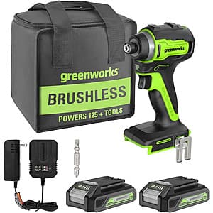 Greenworks 24V Brushless 1/4" Cordless Impact Driver w/ 2x 2.0Ah Batteries Kit $45 + Free Shipping