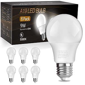Daybetter A19 LED Light Bulbs (60W/5000K): 24-Pack $19.85, 12-Pack $13 or 6-Pack $7 & More + Free S/H on $35+