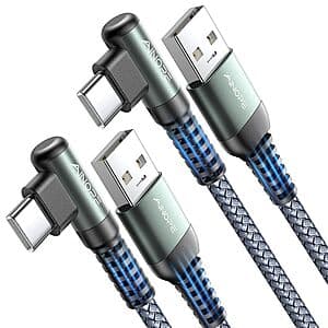 Prime Members: 2-Pk 3.3' USB-A to Right Angle USB-C 3.1A Fast Charging Cable $3.90 + Free S/H