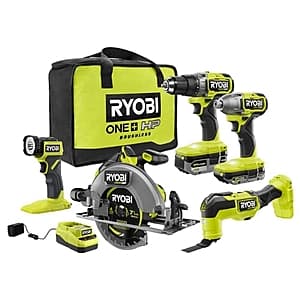 5-Tool Ryobi 18V ONE+ HP Brushless Combo Kit w/ 4Ah + 2Ah Battery & Charger $183.55 + Free S&H