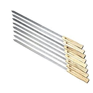 8-Count G & F Products 17" Stainless Steel Flat Blade Skewers $9.95