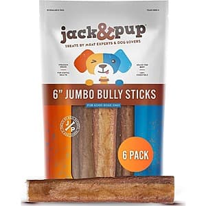 Jack & Pup Bully Sticks: 10-Pack 12" Standard Sticks $20.60, 6-Pk 6" Jumbo Sticks $12.80 w/ Subscribe & Save
