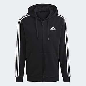adidas Men's Essentials Fleece 3-Stripes Full-Zip Hoodie $10.50 + Free S&H