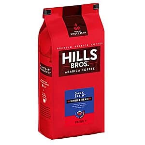 32-Oz Hills Bros. Whole Bean Dark Roast Coffee (Dark Satin) $10.90 w/ S&S