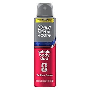 4oz Dove Men Whole Body Aluminum-Free Deodorant Spray (Vanilla + Cocoa) $2.45 w/ S&S
