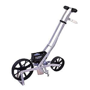 EarthWay 10001 Precision Garden Seeder with 7 interchangeable seed plates arranged on the device.