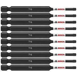 10-Pk Bosch Impact Tough 3-1/2" T15 Screwdriving Power Bits $8.60