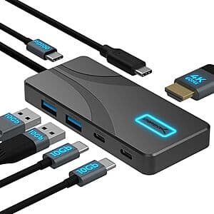 5-Port SABRENT 10Gbps USB Type-C Hub w/ 100W PD & 4K@60Hz $15.25