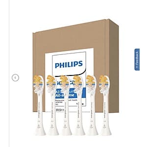 Philips Sonicare rechargeable electric toothbrush head with white bristles, compatible with Click-on Sonicare handles.