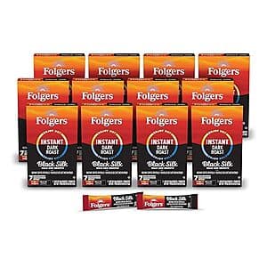 12-Pk 7-Ct Folgers Black Silk Instant Coffee Crystals Singles $9.80