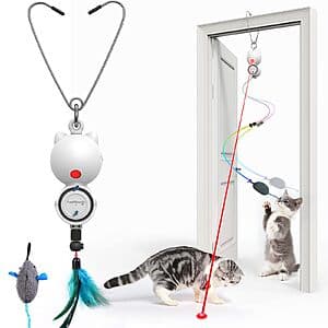 Prime Members: FEELNEEDY Laser Cat Toy Interactive Wand w/ Feather & Mouse from $9.60 + Free Shipping
