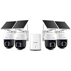 4-Ct SOLIOM Solar-Powered 4K Outdoor Wireless Security Camera Kit $172 + Free S&H