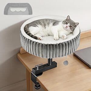 TNELTUEB 360° Rotating Clamp-On Cat Desk Bed $25 + Free S&H