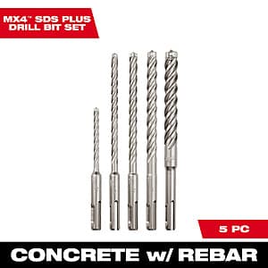 5-Piece Milwaukee 4-Cutter SDS+ MX4 Rotary Hammer Drill Bit Set 3 for $35 + Free Shipping