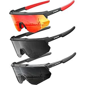 Prime: 3-Pack QALLY Men's or Women's Polarized Wrap-Around Sport Sunglasses $9.50 + Free S&H