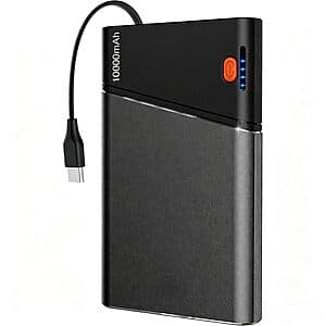 Aaoyun 10000mAh 22.5W PD Portable Power Bank w/ Built-In USB-C Cable $9.90