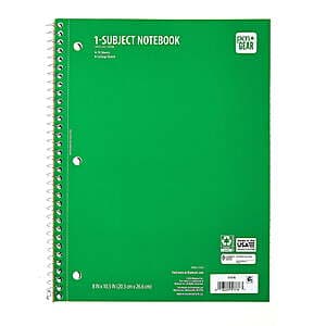 Pen+Gear 70-sheet 1-subject college ruled notebook in various color options, showing the front cover and spiral binding typical of back-to-school supplies.