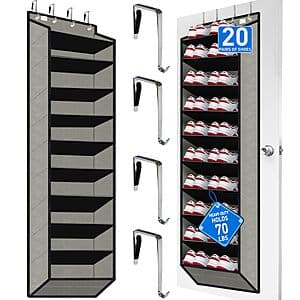 10-Tier zebricolo Over the Door Extra Large Shoe Organizer (Dark Black or Grey) $15.60