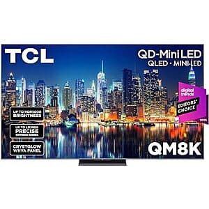65" TCL QM8K Series QD-Mini LED 4K 144Hz Google Smart TV (2025 Model) $998 + Free Shipping