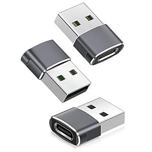 3-Pack Basesailor USB-A 2.0 to USB-C Adapters (Gray) $3.05