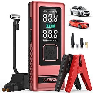 4000a (peak) S ZEVZO Car Jump Starter w/ 150PSI Air Compressor $35 + Free S&H