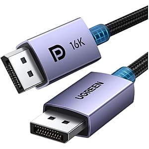 6.6' UGREEN 16K DP2.1 40Gbps DisplayPort Cable $10 & More