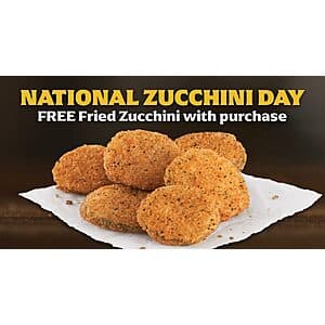 Golden-fried zucchini sticks on a white plate, served at Carl's Jr. Restaurant.