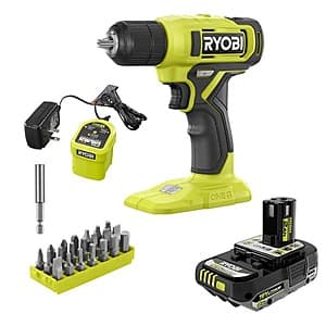 RYOBI ONE+ 18V Cordless 3/8" Drill/Driver Kit w/ 1.5Ah Battery & Charger + Bit Set $39.90 + Free S&H