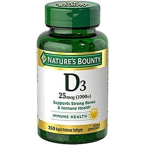 Select Accounts: 350-Ct Nature's Bounty Vitamin D3 1000 IU Softgels $4.55 w/ S&S