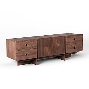 66" JOINICE Fluted Mid Century Modern TV Stand (Walnut, Fits TVs 65" to 75") $121 + Free S&H