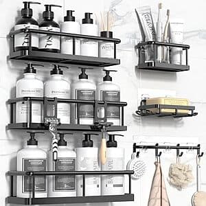 6-Pc Yasonic Shower Caddy Organizers w/ Hooks (Black) $10