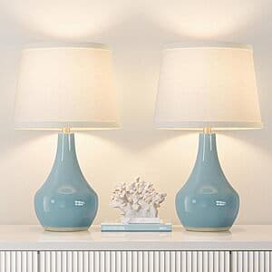 2-Pk 19.4" Seealle Modern Ceramic Table Lamps for Night Stands $31.50 + Free S&H
