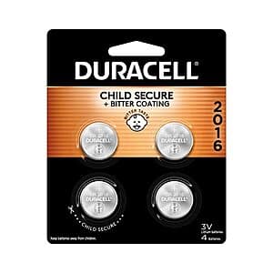 4-Count Duracell CR2016 3V Lithium Battery $2.95 w/ Subscribe & Save