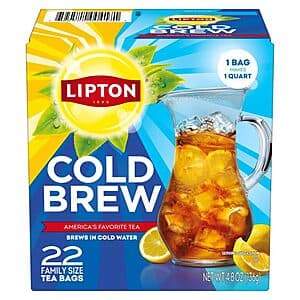 22-Ct Lipton Cold Brew Iced Tea Bags (Family Size) $2.85 w/ S&S