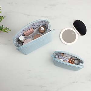 Costco Members: 2-Pack GloTech Faux Leather Cosmetic Bags w/ Compact Mirror $10 + Free S/H