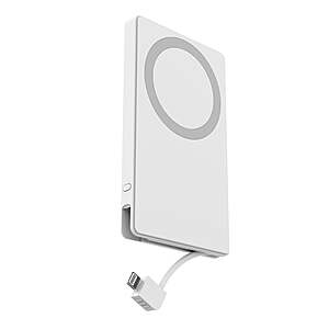 onn 5000 mAh Portable Power Bank w/ Built-in Lightning Cable & Mag-Attach Ring $7 + Free Pickup