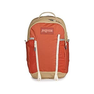 JanSport All Around Pack Backpack in Dune Red with adjustable shoulder straps and front pockets, 28L capacity.