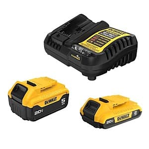 DeWALT 20V MAX Lithium-Ion Battery Kit w/ 5.0Ah + 2.0Ah Battery & Charger $80.25 + Free S&H