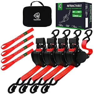 4-Pk Towmax Self Retracting Ratchet Straps Set (Red) $44 + Free S&H
