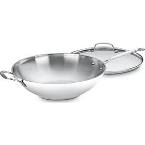 14" Cuisinart Chef's Classic Stainless Stir-Fry Pan w/ Glass Cover $13.95