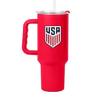 40oz Logo Brands Soccer Stainless Steel Tumbler w/ Handle & Straw Lid (USA) $6.40