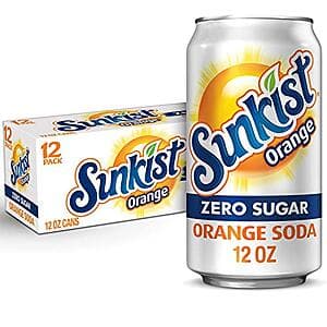 12-Pack 12-Oz Sunkist Zero Sugar Orange Soda 3 for $16