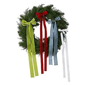 24" Holiday Time Greenery Christmas Wreath (Bows or Square Sequins) $9
