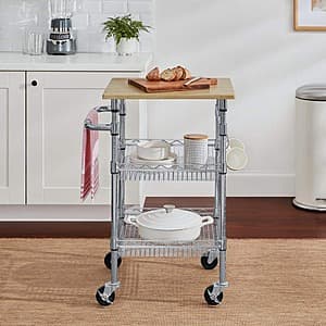 24" StyleWell Gatefield Chrome Metal Rolling Kitchen Cart w/ Tiered Shelves $36 + Free Shipping