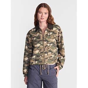 No Boundaries Women's 100% Cotton Twill Barn Jacket w/ Faux Leather Collar from $8.65 + Free Pickup