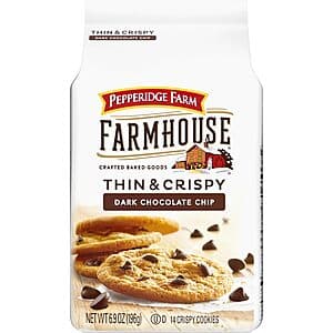 6.9-Oz Pepperidge Farm Farmhouse Thin & Crispy Dark Chocolate Chip Cookies $3.40 w/ S&S