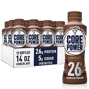 12-Pack 14-Oz Core Power Protein Shake (Chocolate) $24.95 w/ Subscribe & Save + Free Shipping