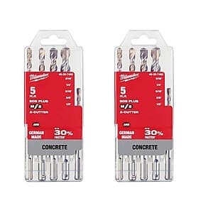 10pc Milwaukee 2-Cutter SDS-PLUS Carbide Hammer Drill Bit Set $29 + Free S&H
