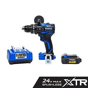 Kobalt XTR 1/2" 24V Max-Amp Variable Speed Brushless Hammer Drill w/ Battery $99 + Free Shipping
