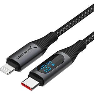 Sabrent 100W USB-C Charging Cable w/ Smart Display: 3.3' $9.95, 6.6' $10